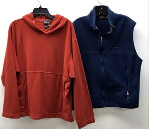 Patagonia Men's Synchilla Fleece Hoodie and Full Zip Vest Lot Red Navy Sz L