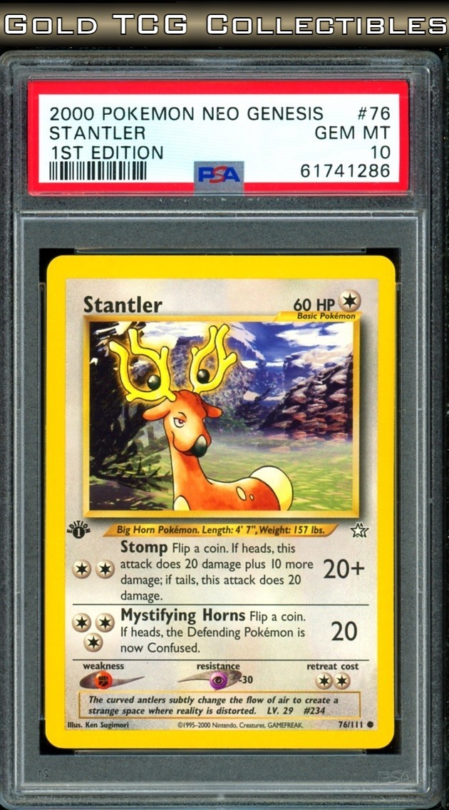 PSA 10 ⭐️ Pokemon Stantler 76 1st Edition Neo Genesis Vintage Non-Holo