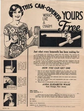 Advertisement Can-Opener Anna Elizabeth Wade East Orange New Jersey