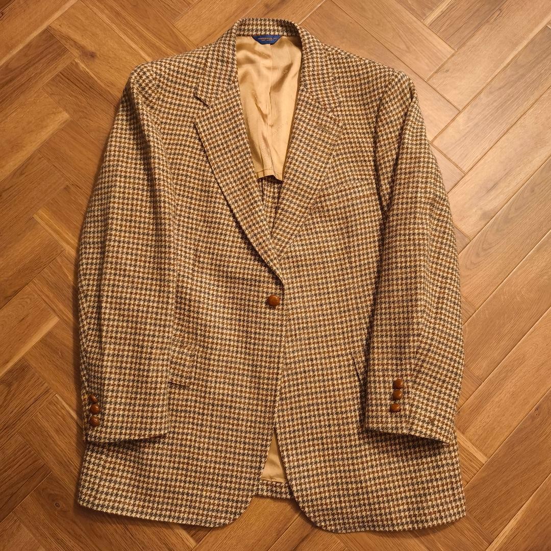 Pendleton 70s Wool Houndstooth Check Jacket Brown… - image 1