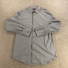 Express 1MX Button Down Shirt Mens Medium Grey Extra Slim Stretch