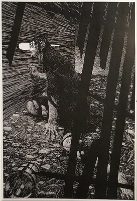 BERNI WRIGHTSON, FRANKENSTEIN OOAK LIFESIZE 11x16