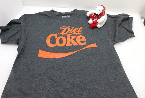 Diet Coke Vintage Grey Short Sleeve Logo T Shirt, Med Coca Cola /++ Polar Bear