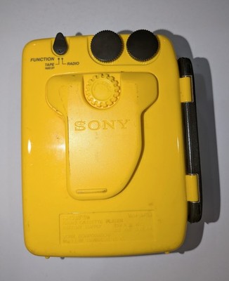 Sony Walkman WM-AF59 AM/FM Radio Cassette Tape Player Yellow, As Is
