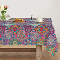 Boho Vintage Geometrie Marokkanisch Mandala Tischdecke 140X110 Cm, Fleckschutz T