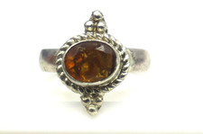 Naturale Quarzo Giallo Gemma Sterling Argento Vintage Misura Anello 9 US Donna