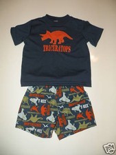 GYMBOREE SLEEPWEAR NAVY DINOSAUR 2-PC PAJAMAS 18 24 NWOT