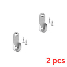 2 x Zinc Alloy Oval Wardrobe Rail Rod Supports with 4 Screws for Closet Fittings