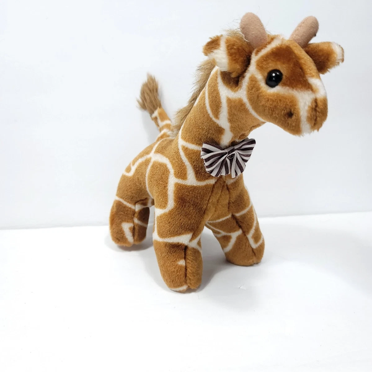 Baby Giraffe Brown Bow Neck Tie Striped Plush Stuffed Animal Realistic 9