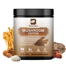 BEWORTHS Mushroom Coffee for Energy, Mental Clarity & Focus, 250g/8.8oz