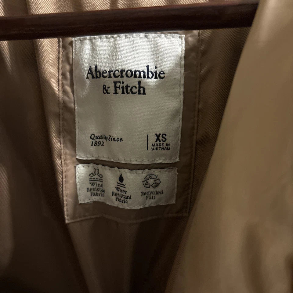 Abercrombie и Fitch A & F Aircloud длинный пуховик пальто коричневый ремень женщин XS - Изображение 2 из 4