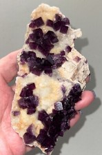 Multi-Window Purple Fluorite Cubes on Quartz, Anhui China,Metaphysical,Display