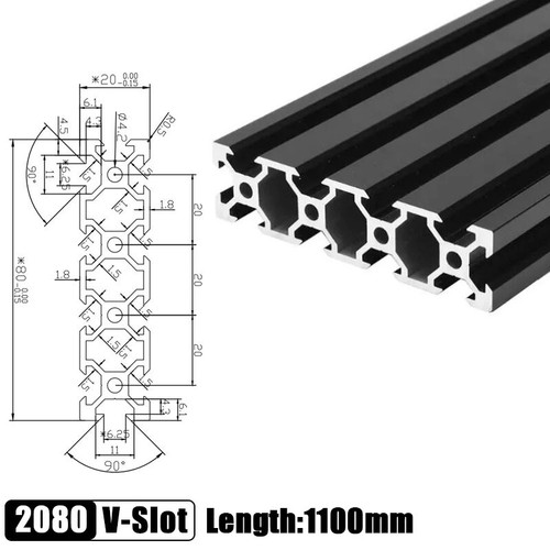 V-Slot 2080 Aluminum Profile Extrusion 600-1500mm Linear Rail for CNC 3D Printer - Picture 26 of 30