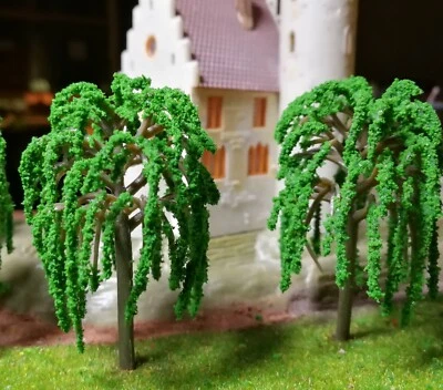 BONN-BAD-GODESBERG 10 dunkelgrüne Weidenbäume, 65 mm hoch, für den Landschaftsbau