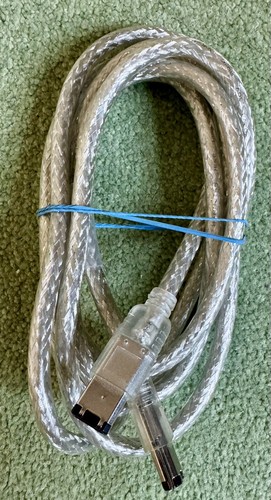 FireWire 010347728 IEEE1394 6-Pin Male To 6-Pin Male Clear Silver Cable 6ft/1.8m - Zdjęcie 2 z 3