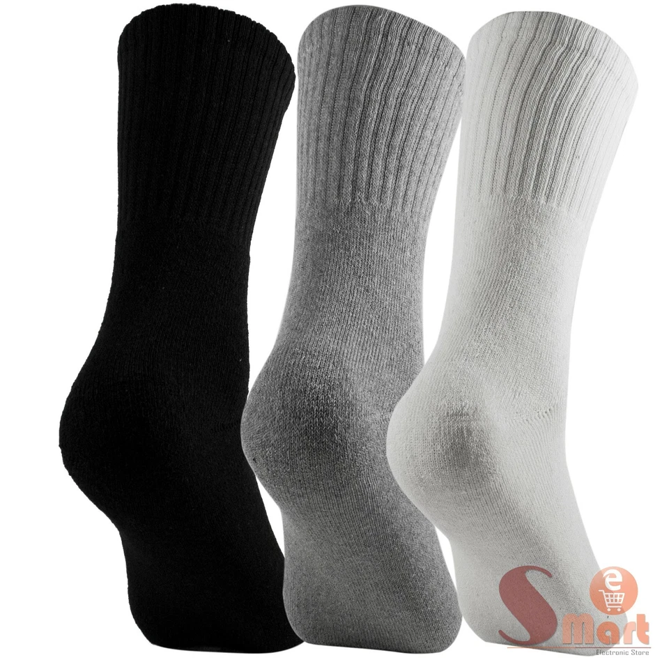 Lot 3-12 Pairs Mens Solid Sports Athletic Work Plain Crew Socks Size 9-11 10-13 - Image 4 of 4