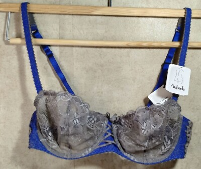 Aubade Bra 36B Blue And Gray NWT