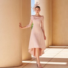 Elegant A-Line Mother of the Bride Dress 3/4 Sleeve Appliques Wedding Party Gown