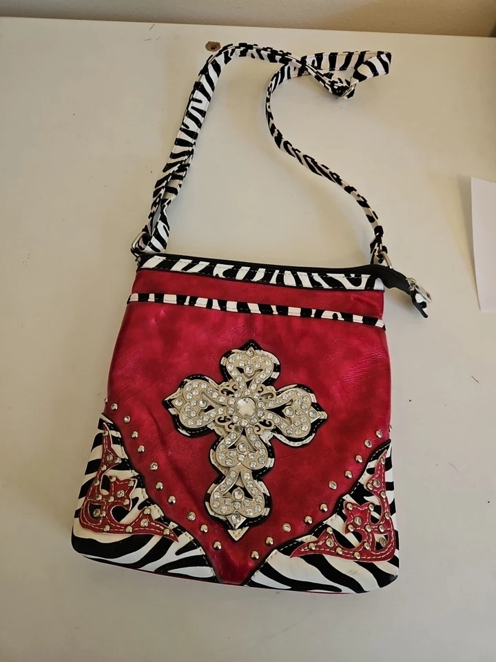 BHW Beautiful Hot Pink/zebra Country Western Purse Crossover