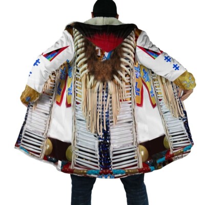 Aboriginal Style Native American 3D All Over Printed Hooded Cloak Coat - Excoole