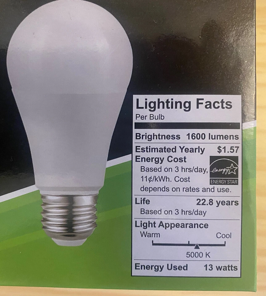 MaxLite E15A19D50/4P A19 100W Daylight 5000K Dimmable LED Bulbs - 4 Pack (B) - Image 4 of 4