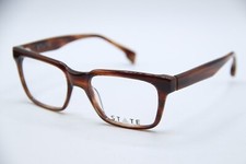 NEW STATE WOLCOTT REDWOOD DARK BROWN AUTHENTIC DESIGNER EYEGLASSES 52-19