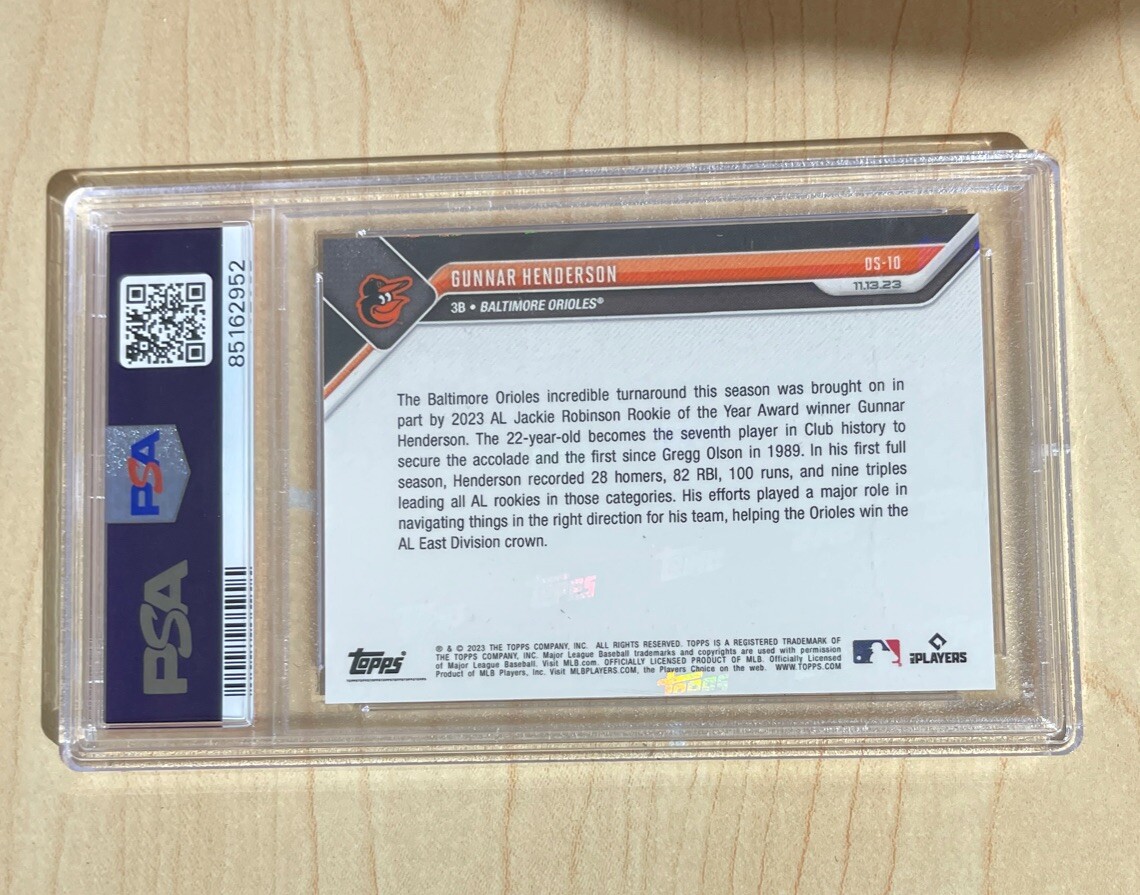 2023 TOPPS NOW #OS10 GUNNAR HENDERSON RC ROOKIE OF THE YEAR ORIOLES SP PSA 10! view 4