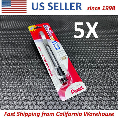 5X PENTEL Clic Eraser GRIP ZE22 Lead Pencil Retractable Refill Eraser Latex Free