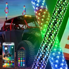 3FT LED Spiral Whip Remote RGB Chas Antenas Light For Polaris RZR XP 1000 900