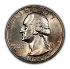 1949 25c Silver Washington Quarter - Rainbow Rim Toning - Key Date - SKU-Z4586