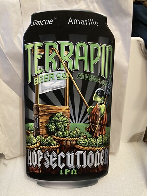TERRAPIN BREWERY HOPSECUTIONER BIG BEER CAN TIN BAR DECOR BREWERY SIGN. GEORGIA