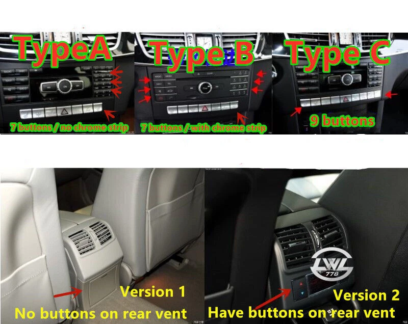 Cubierta interior de fibra de carbono 18 piezas decoración para Mercedes-Benz Clase E 2014-2015 Foto 4 de 4