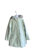 Cat  Jack Girls Green Fur Hooded Button Up Coat Sz L 10/12