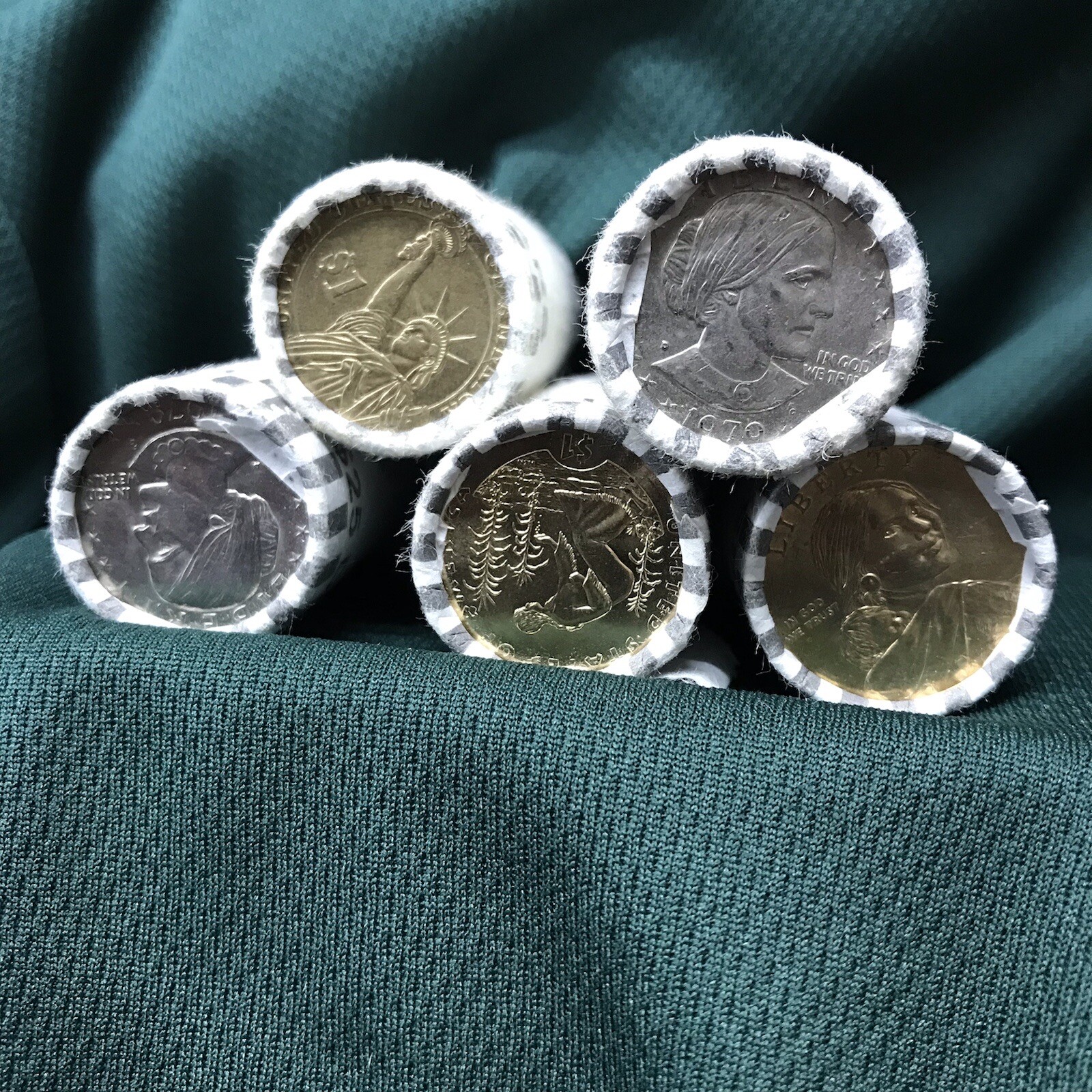 5 Unsearched 1 Dollar Rolls Bank Wrapped Coin Rolls One Dollar Coin