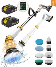 Electric Spin Scrubber with Two Batteries Q2 Pro,1500 RPM High Power Electric Sc