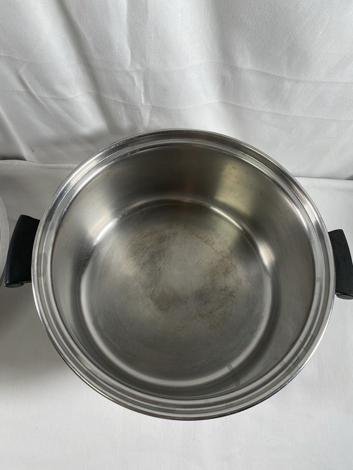 Amway Queen Large Stock Pot Dutch Oven 3 Ply Stainless Steel W/Lid 4.5