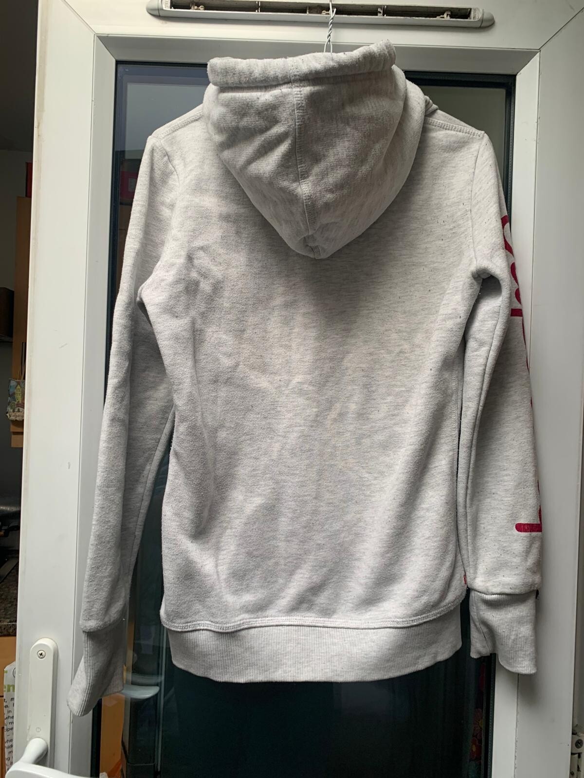Superdy Hoodie Womens Light Grey Marl Cotton Thick Warm Size S 36'' Chest RRP£59 image 3
