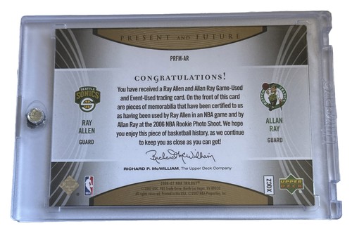 UD TRILOGY DOUBLE SWATCH OF RAY ALLEN & ALLAN RAY, SONICS/CELTICS ,No.36/50 - Picture 2 of 2