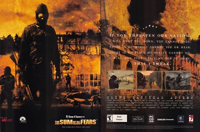 The Sum Of All Fears Magazine Print Ad 2-Page Promo Poster Art Tom Clancy Rare