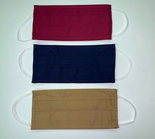 3 PCS Handmade Adult Cloth Pleated Face Masks, Reusable Washable 100 Cotton