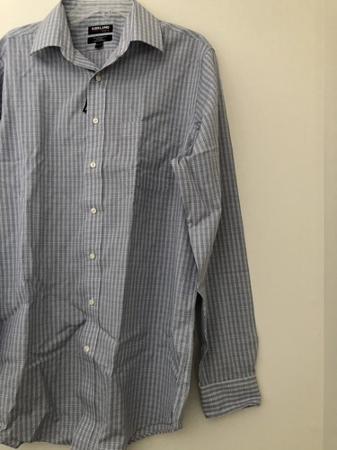 Mens KIRKLAND Long Sleeve Tailored Fit Non Iron Sport Shirt/Buttons Blue L Nwt - Picture 6 of 9