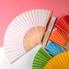Bamboo Hand Fan White Paper Folding Wedding Favours Party Decoration Gifts New