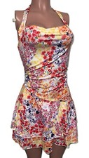 Floral Halter Dress Mini Ruffled Ditsy Frenchie Party Dress New Coquette Beach S