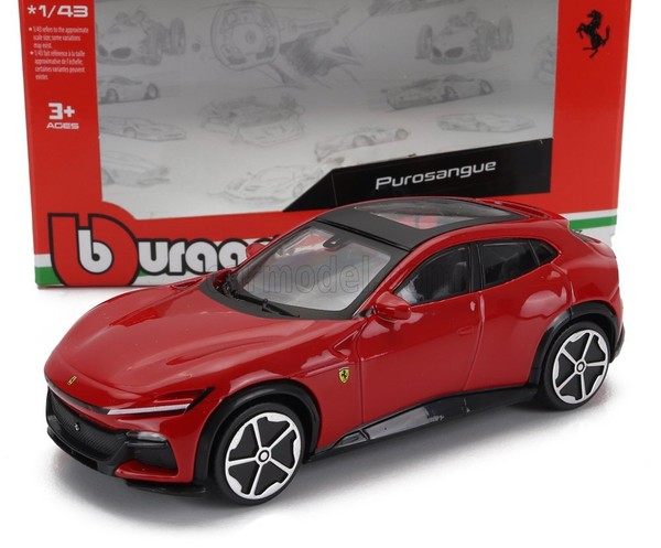 Statisches Modellauto Burago Ferrari Vollblut Suv 2022 Rot Massstab 1/43-image