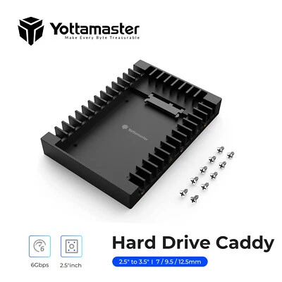 Yottamaster 2.5" to 3.5" SATA Hard Drive HDD Adapter Tray Caddy Mounting Bracket