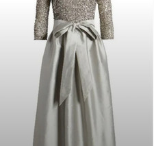 Beaded Bodice Taffeta A-Line Gown Pisarro Nights Size 6