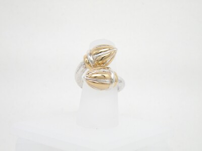Authentic Kabana .925 Silver, 14k gold, Large Heavyweight Bypass Ring   NEW