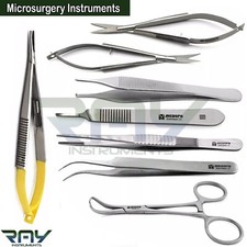 Kit Strumenti Microchirurgici Castroviejo Porta Aghi Forbici Pinzette Tessuti