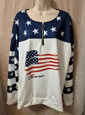 Women's ''IN GOD WE TRUST'' 1/4 Zip Pullover Long Sleeve Sweatshirt-Size XXL-NWOT