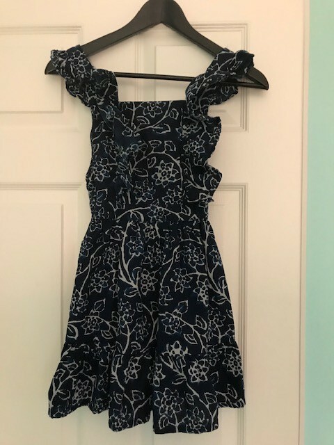 New Mango Girl's Ruffled Printed Blue Multi flower Cotton Dress size 8  years | eBay